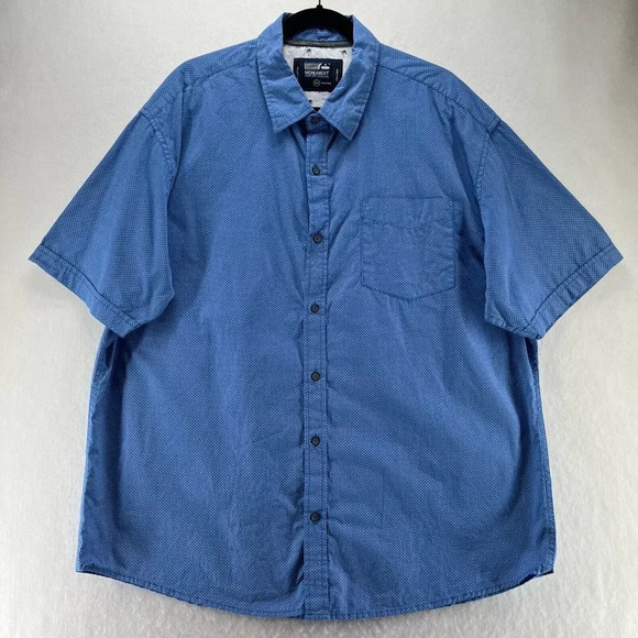 Monument Other - Monument Shirt Mens Sz 2X Printed Check Button Front Short Sleeve Cotton Blue